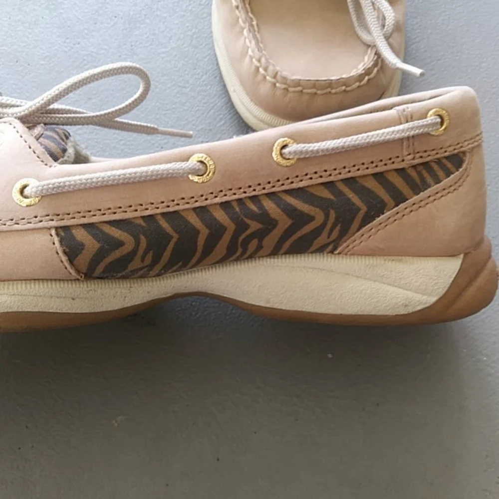 Sperry Neutral Zebra Print Top Siders Size 8